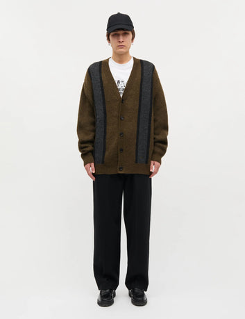 Mads Nørgaard M Comfy Wool Vilhelm Stripe Cardigan Knit Beech