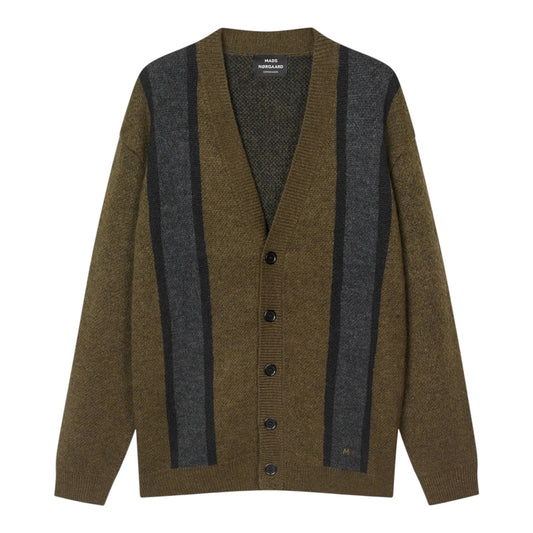 Mads Nørgaard M Comfy Wool Vilhelm Stripe Cardigan Knit Beech