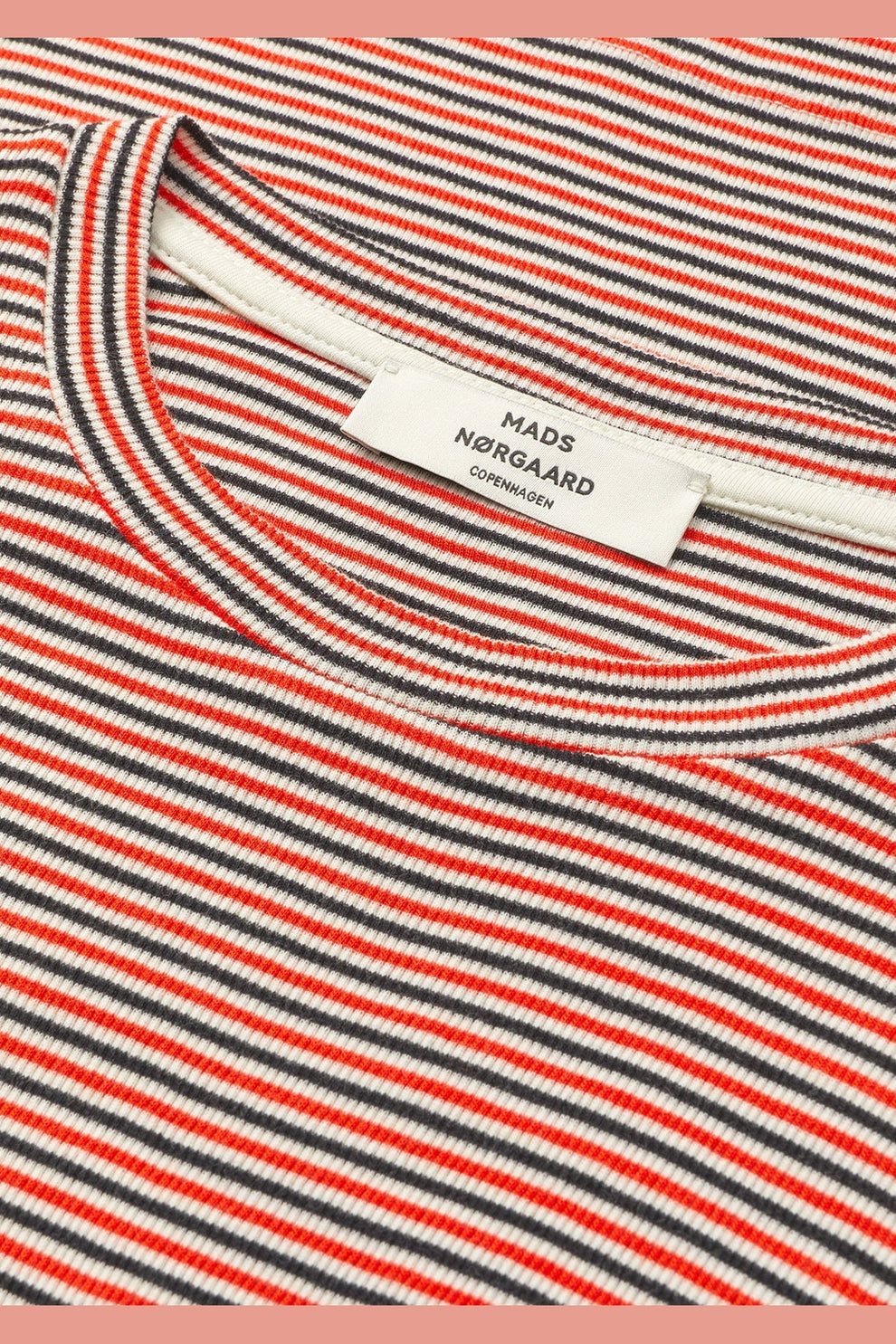Mads Nørgaard W 2x2 Cotton Stripe Tuba Tee LS Fiery Red Vanilla Ice