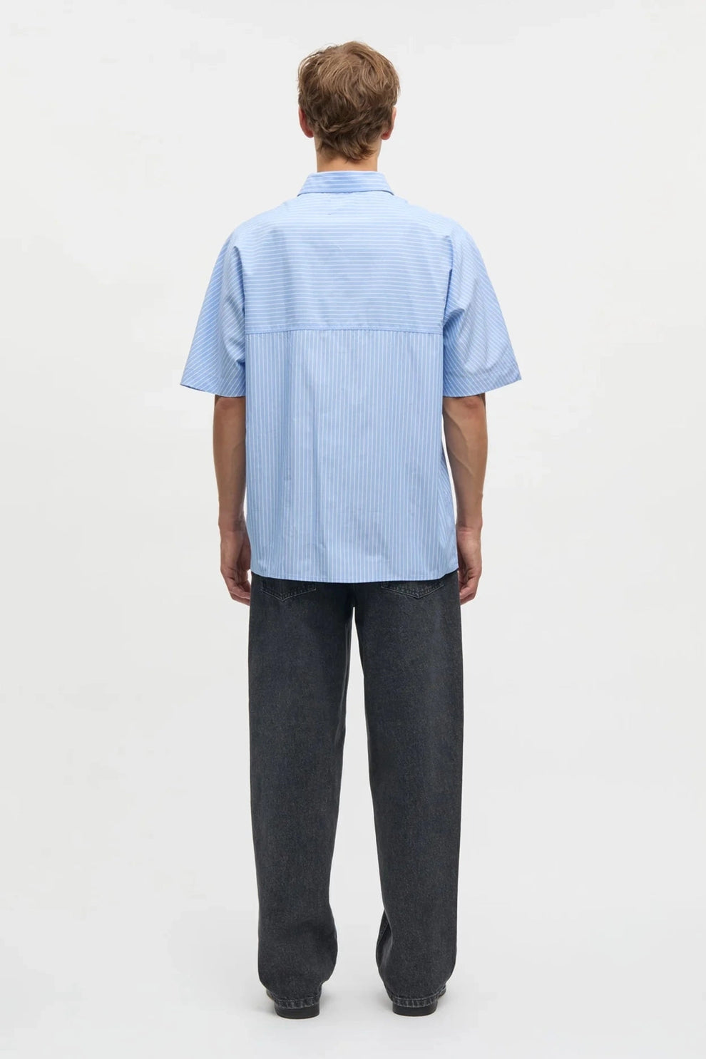 Mads Nørgaard Prime Cotton Poplin Shirt White Bright Cobalt Stripe