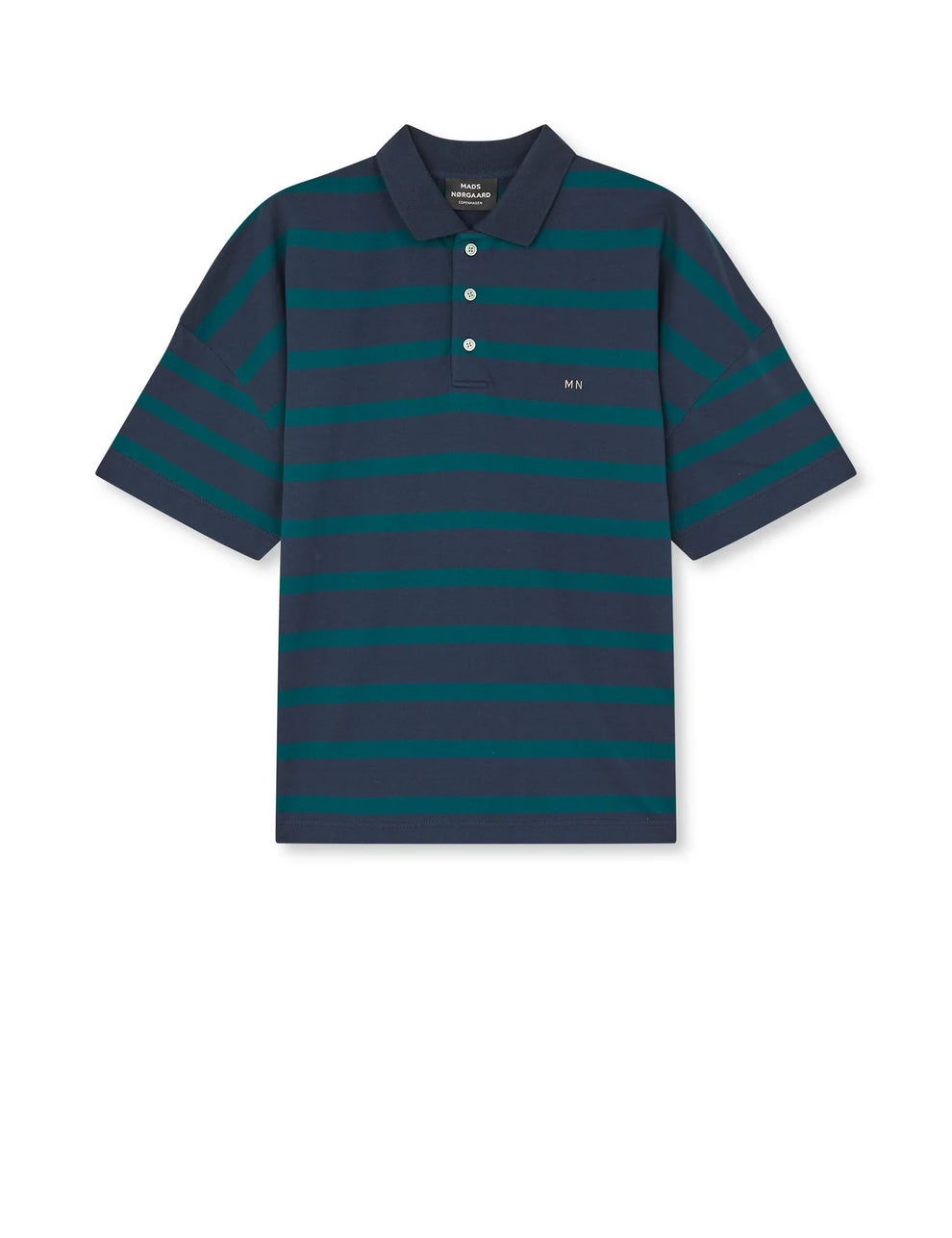 Mads Nørgaard M Light Terry Polo Tee Sky Captain Deep Sea