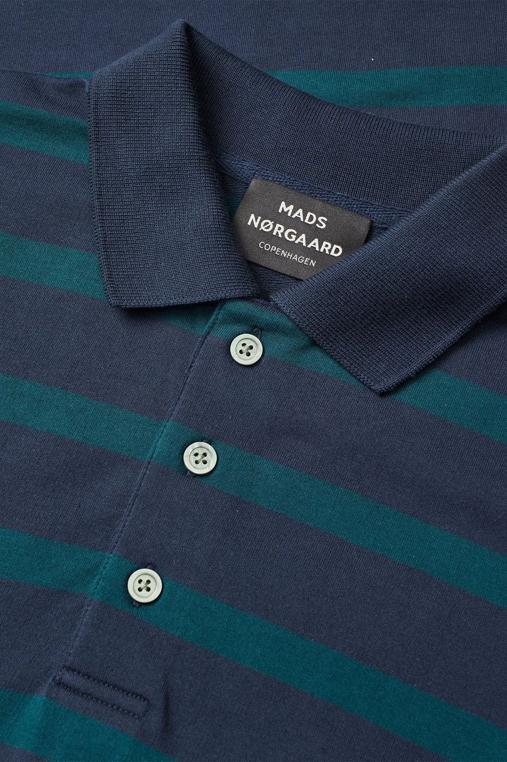 Mads Nørgaard M Light Terry Polo Tee Sky Captain Deep Sea