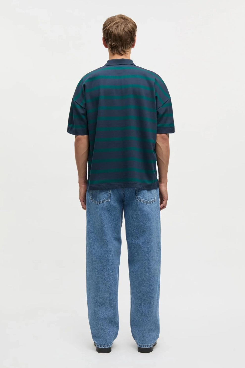 Mads Nørgaard M Light Terry Polo Tee Sky Captain Deep Sea