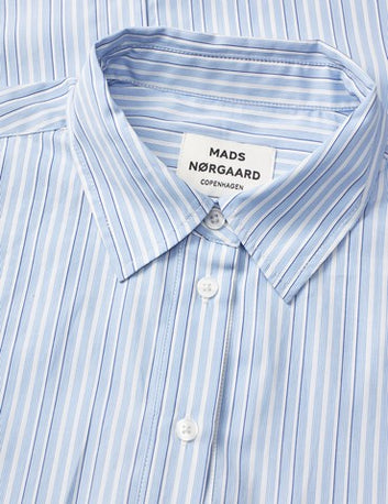 Mads Nørgaard W Mia Poplin Shelby Shirt Pinstripe Provence