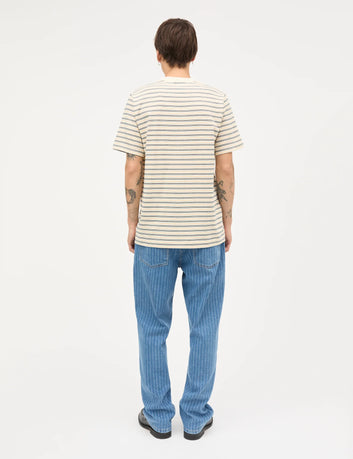 Mads Nørgaard M Stripe Frode Tee Vanilla Ice Sky Captain Zinnia