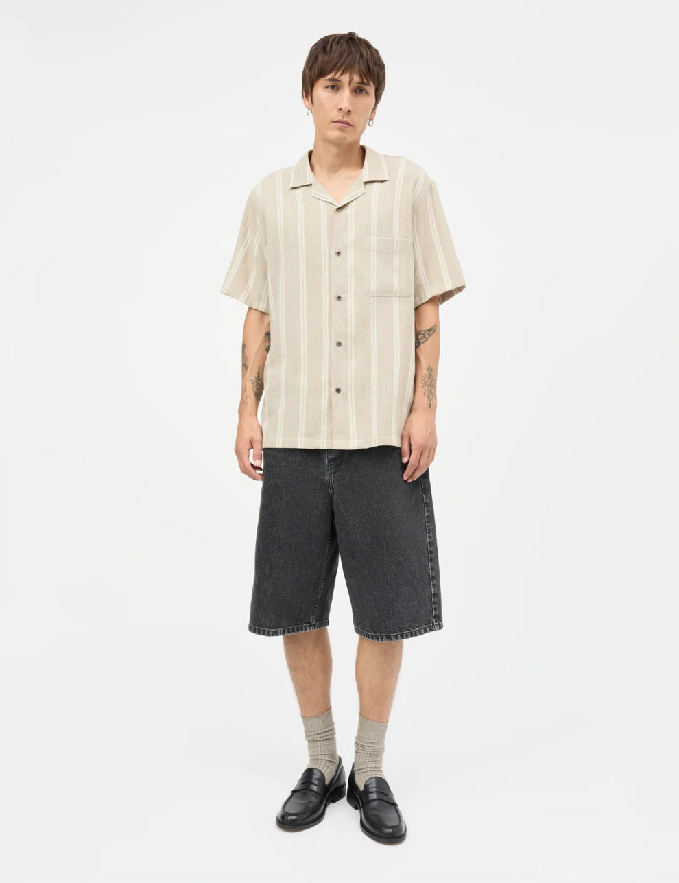 Mads Nørgaard M Texture Kenji Shirt Plaza Taupe Vanilla Ice