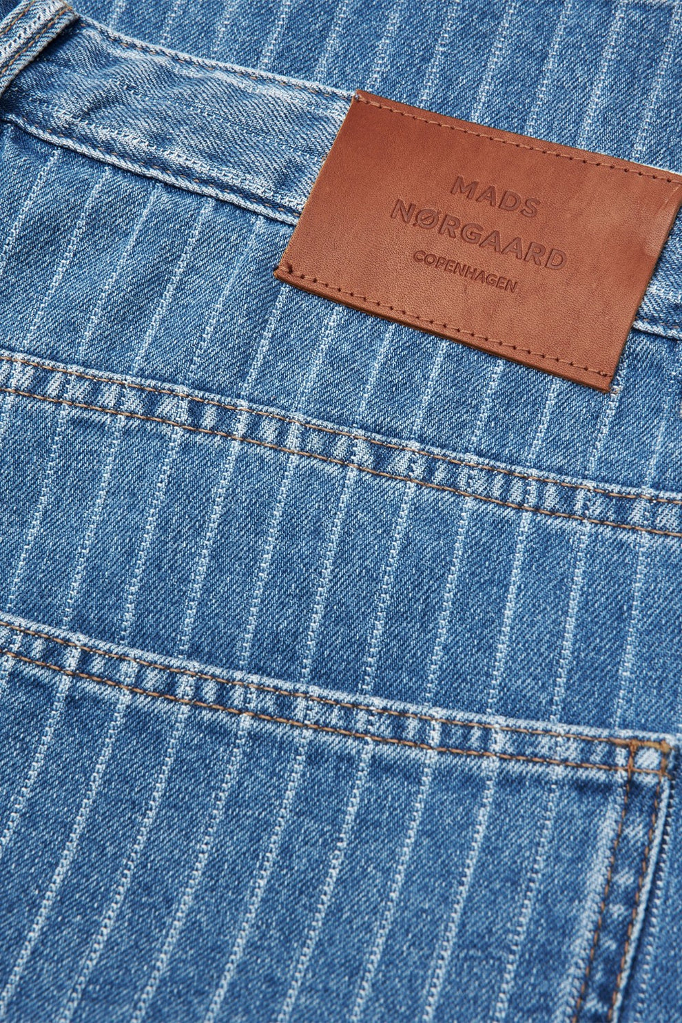 Mads Nørgaard M Striped Denim Hannes Shorts Light Blue Wash