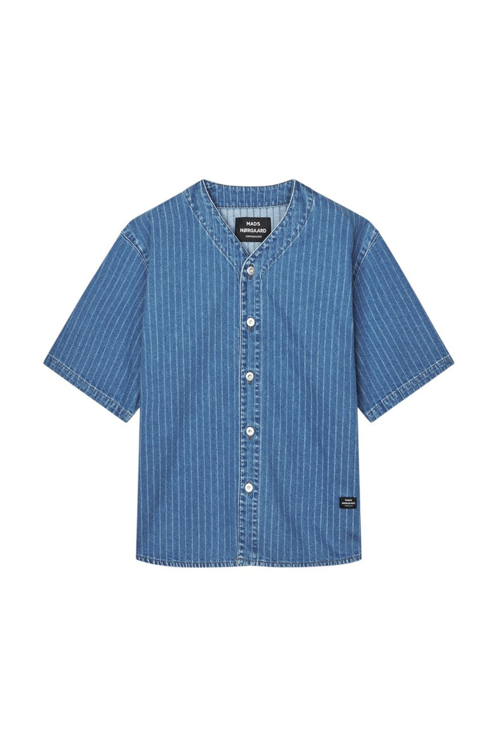 Mads Nørgaard M Striped Denim Paradise Shirt Light Blue Wash