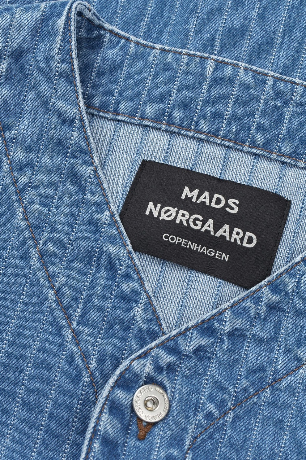Mads Nørgaard M Striped Denim Paradise Shirt Light Blue Wash