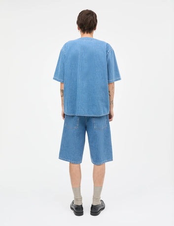 Mads Nørgaard M Striped Denim Paradise Shirt Light Blue Wash