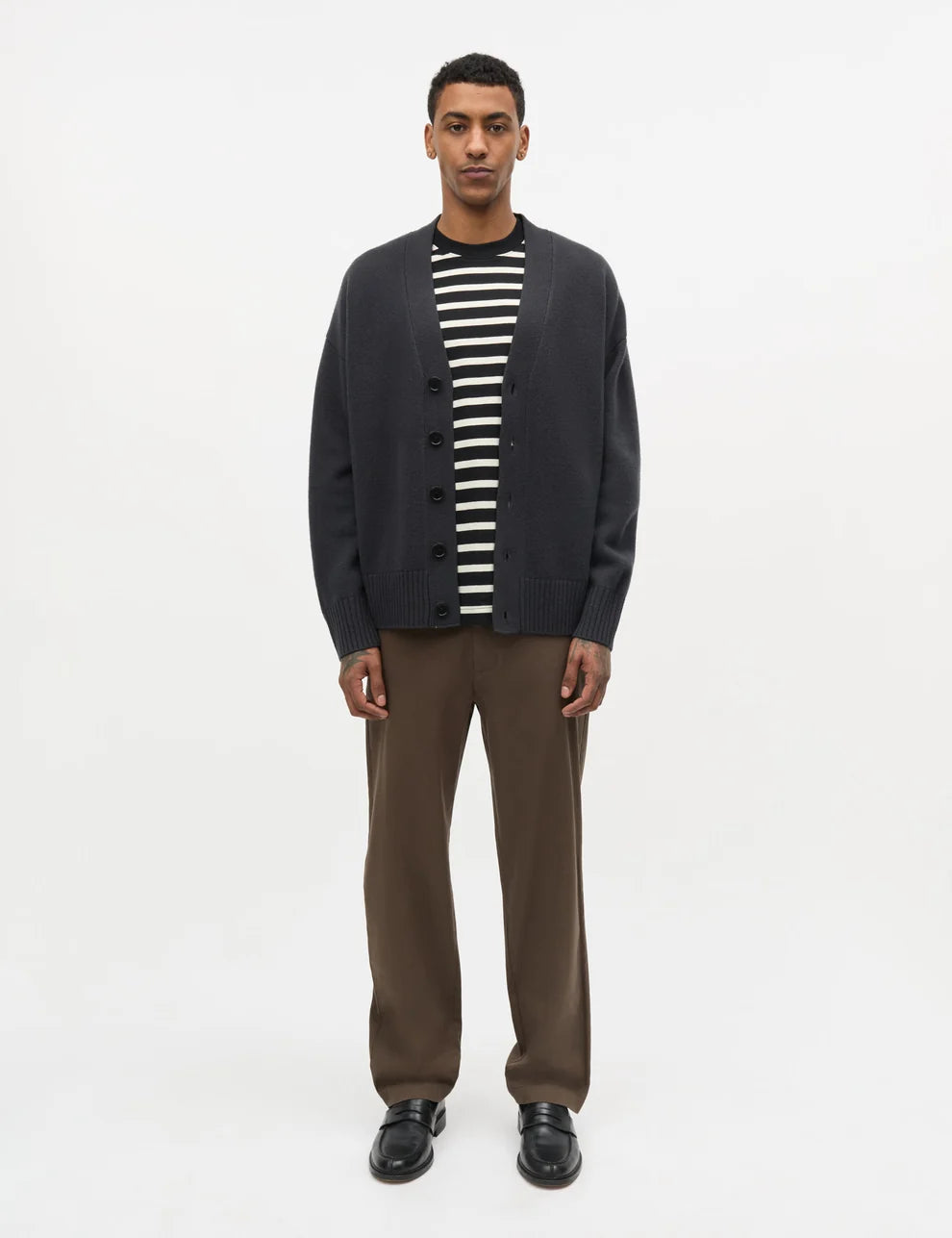 Mads Nørgaard M Cotton Jersey Stripe Frode Tee Black Vanilla Ice
