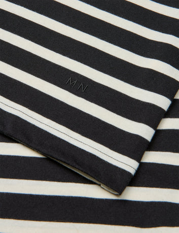 Mads Nørgaard M Cotton Jersey Stripe Frode Tee LS Black Vanilla Ice