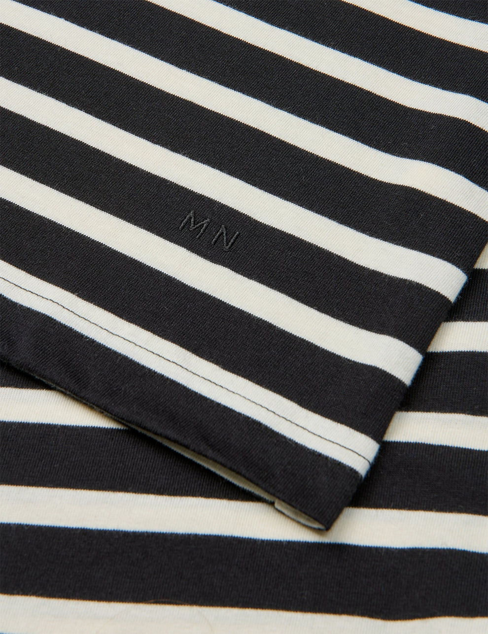 Mads Nørgaard M Cotton Jersey Stripe Frode Tee LS Black Vanilla Ice