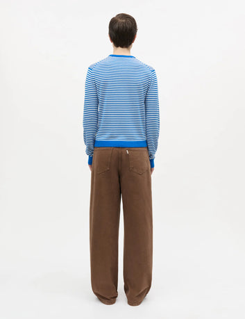 Mads Nørgaard W Fine Merino Emma Stripe Knit Lapis Blue Vanilla Ice