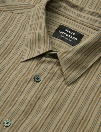 Mads Nørgaard M Flannel Stripe Sune Shirt Overland Trek Sky