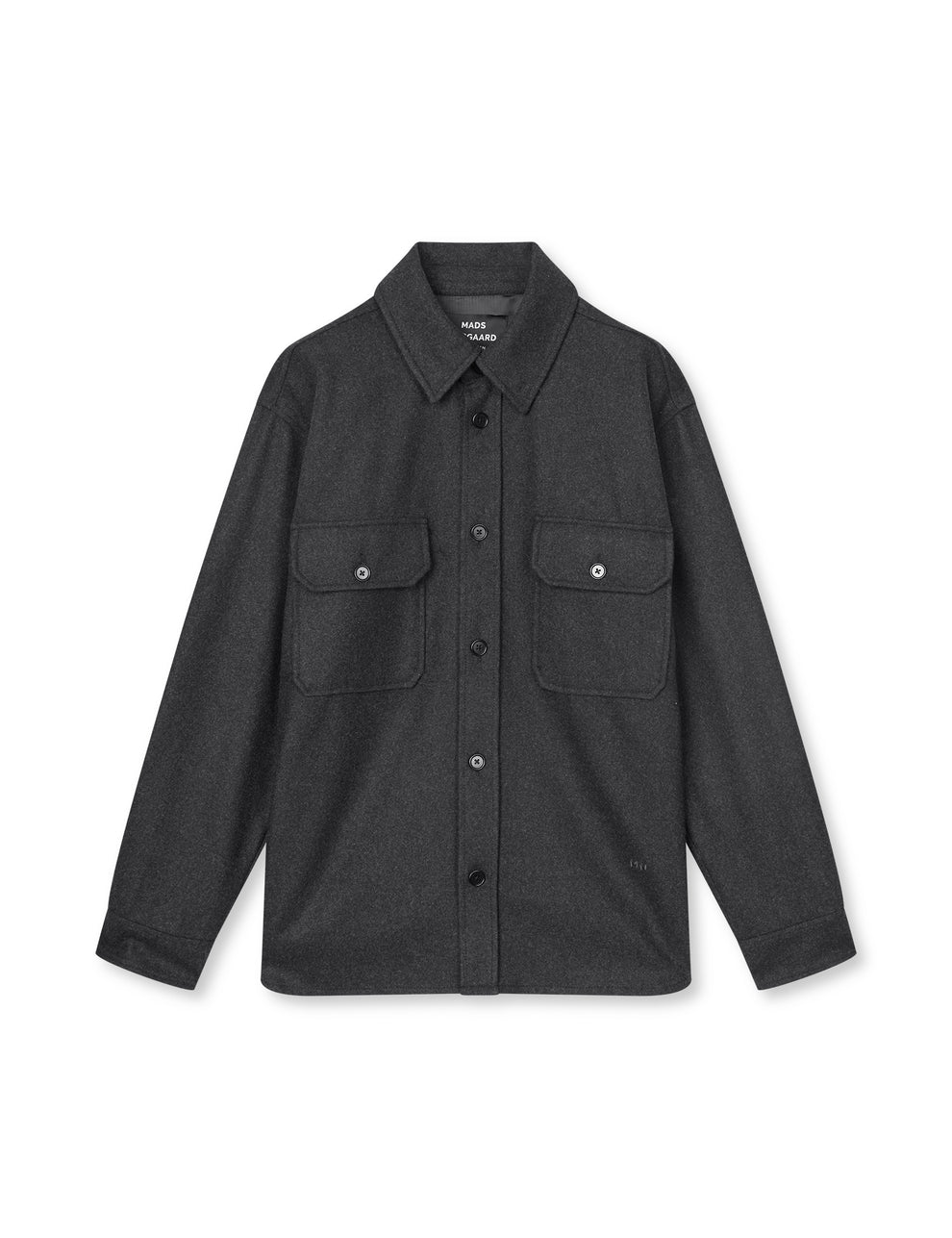 Mads Nørgaard M Felted Wool August Work Shirt Charcoal Melange