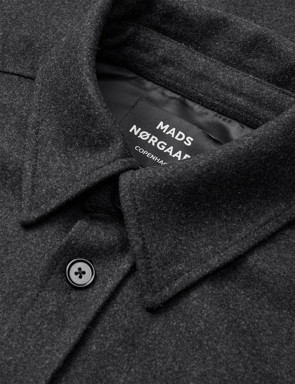 Mads Nørgaard M Felted Wool August Work Shirt Charcoal Melange