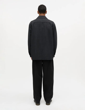 Mads Nørgaard M Felted Wool August Work Shirt Charcoal Melange