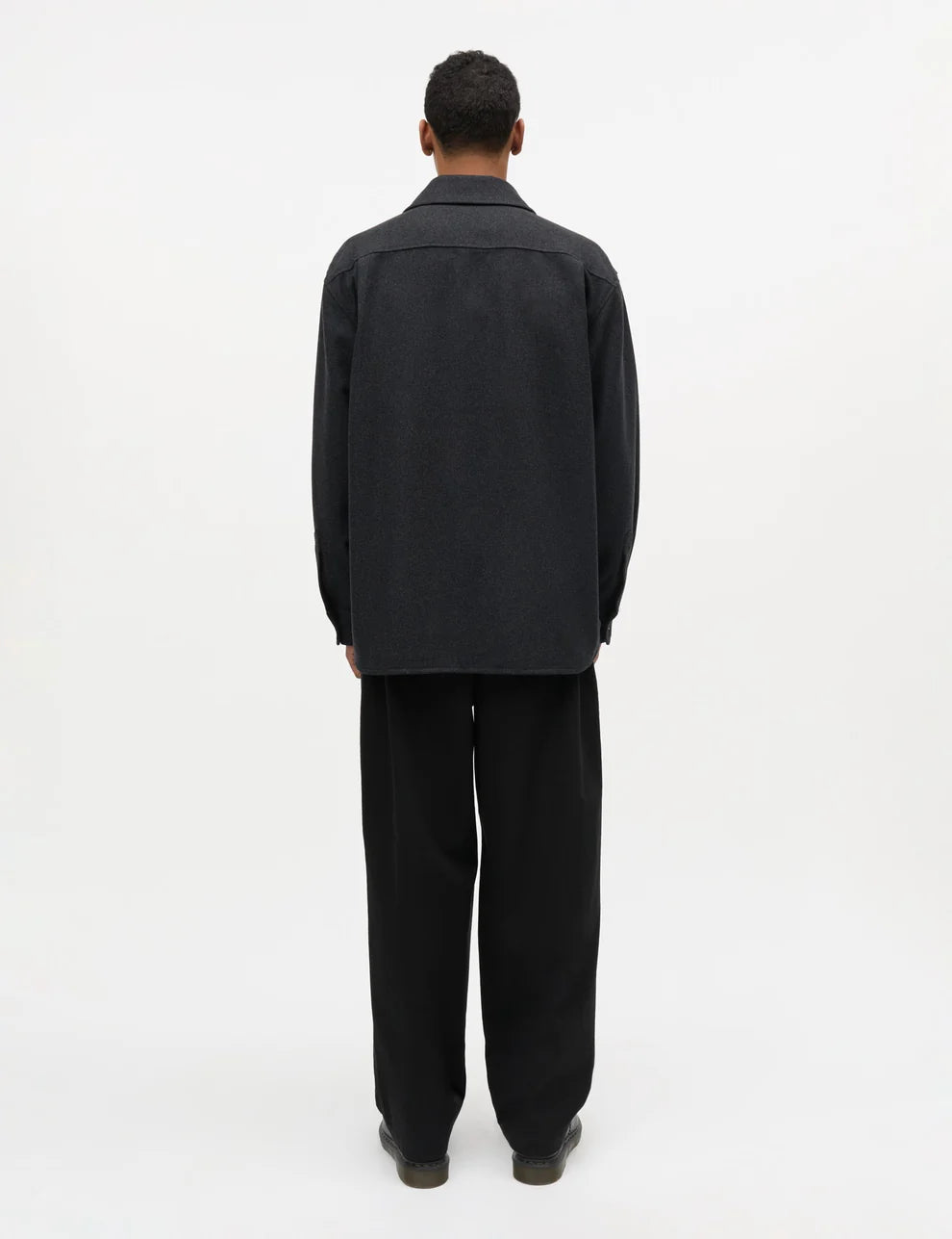 Mads Nørgaard M Felted Wool August Work Shirt Charcoal Melange