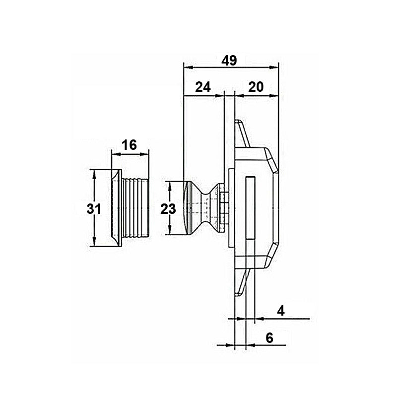 Låsekasse med forkromet messingknop
