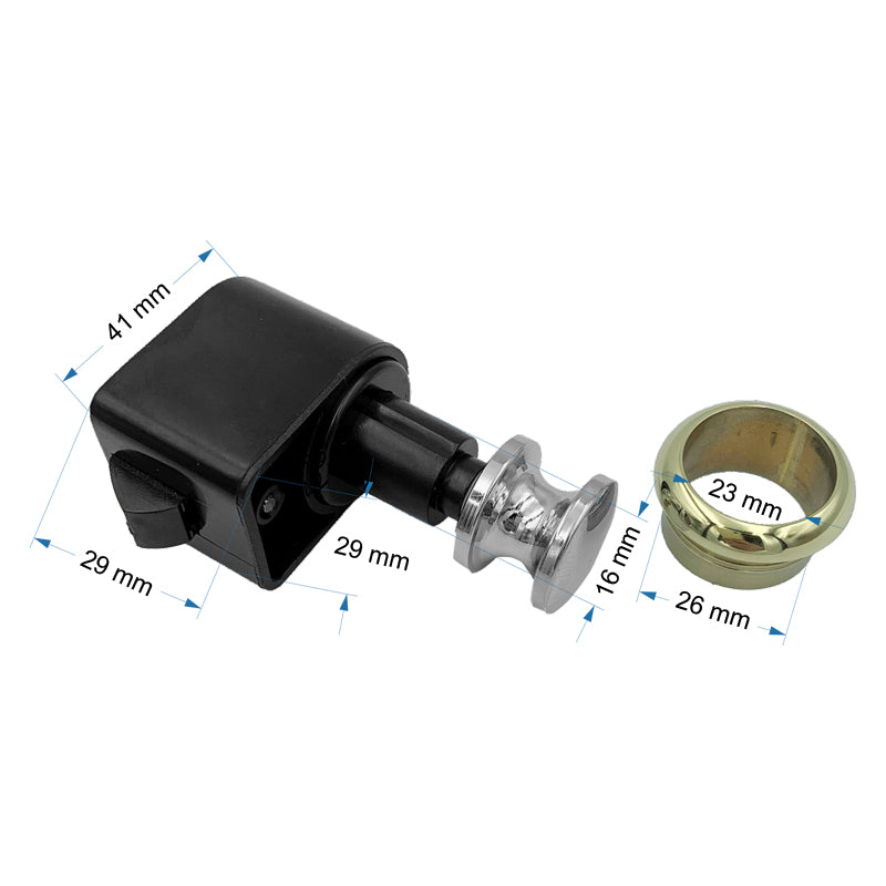 Trykknaplås forkromet messing