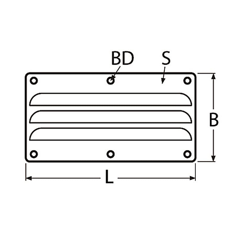 Ventilation rustfri vandret lav
