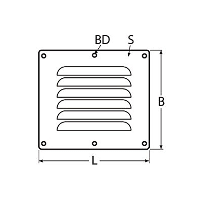 Ventilation rustfri vandret høj