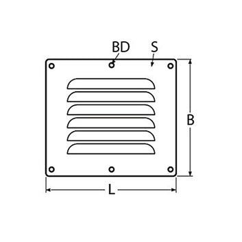 Ventilation rustfri vandret (høj)