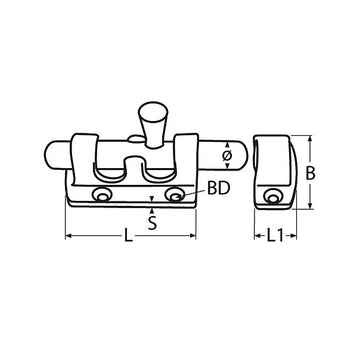 Skudrigel forkromet messing