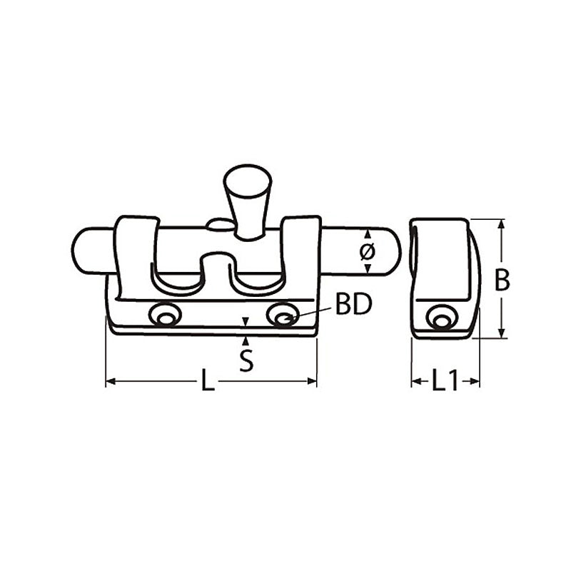 Skudrigel forkromet messing