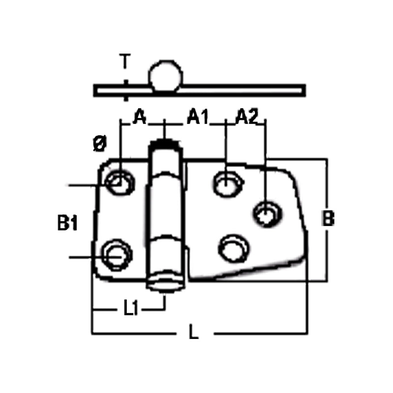 Hængsel rustfrit blankpoleret