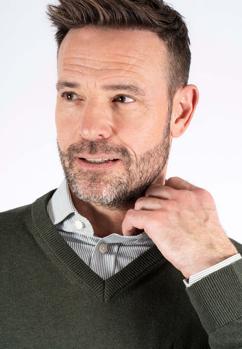 Pre End Malcom V Knitwear Old Green Melange