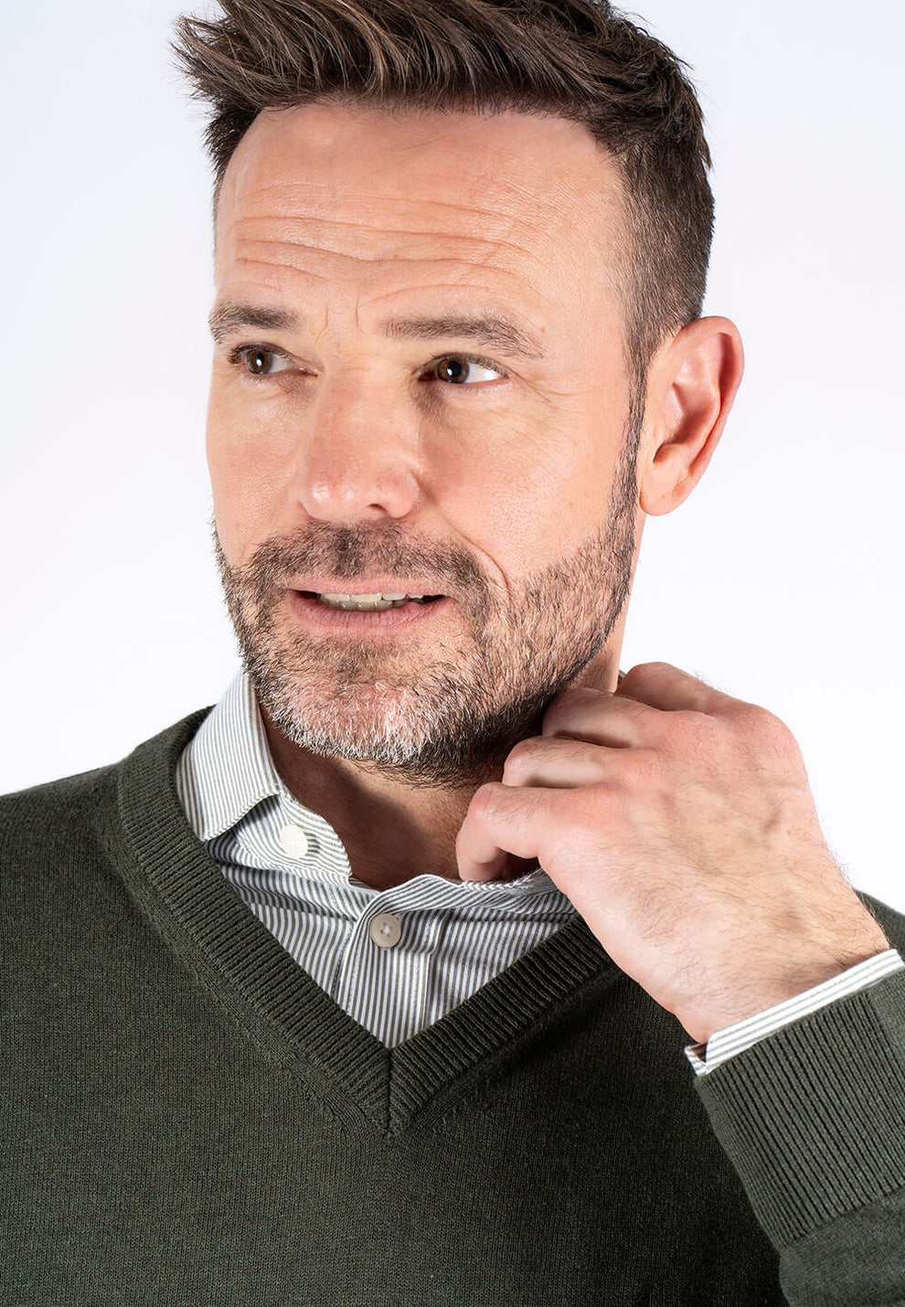 Pre End Malcom V Knitwear Old Green Melange