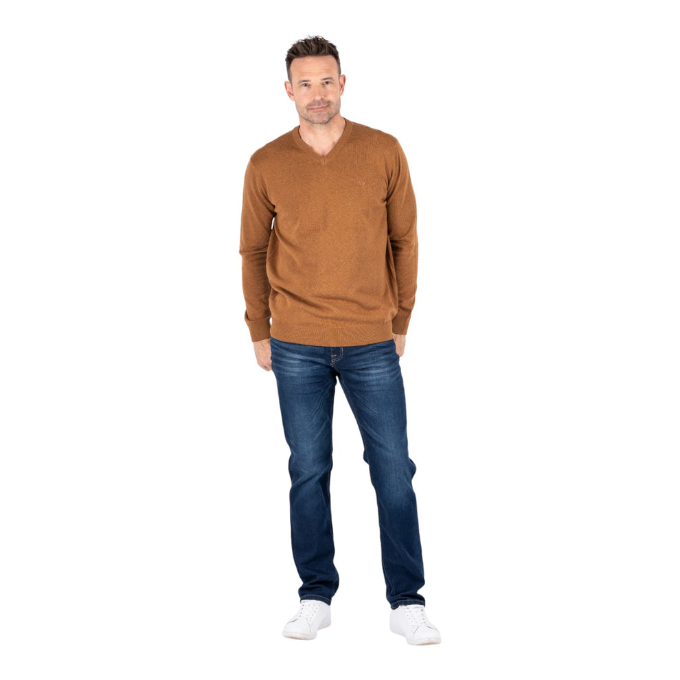 Pre End Malcom V Knitwear Mid Brown Mix
