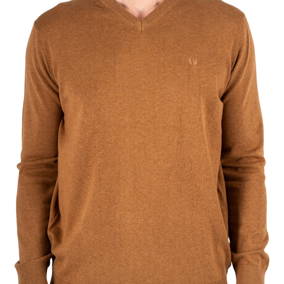 Pre End Malcom V Knitwear Mid Brown Mix