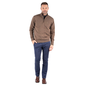 Pre End Malcom Zip Knitwear Mid Brown Mix