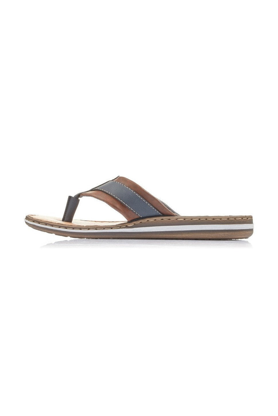 Rieker M Sandal m Tåsplit Blå Brun