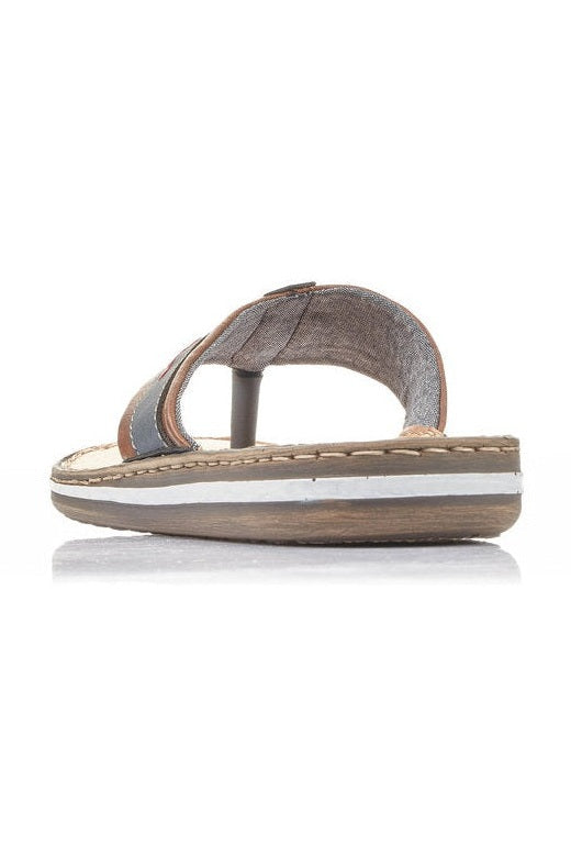 Rieker M Sandal m Tåsplit Blå Brun