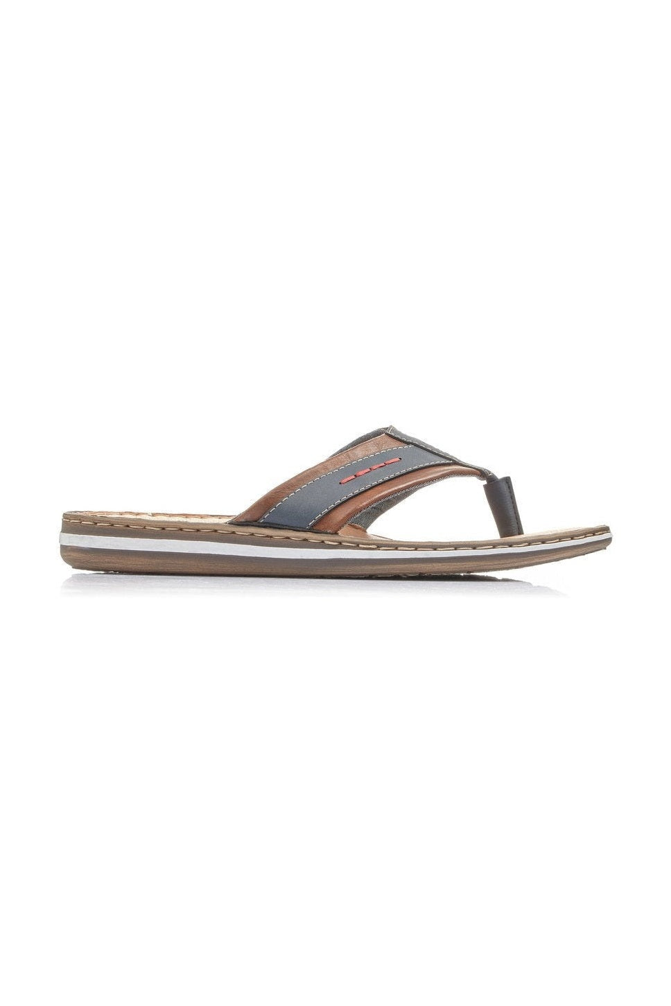 Rieker M Sandal m Tåsplit Blå Brun