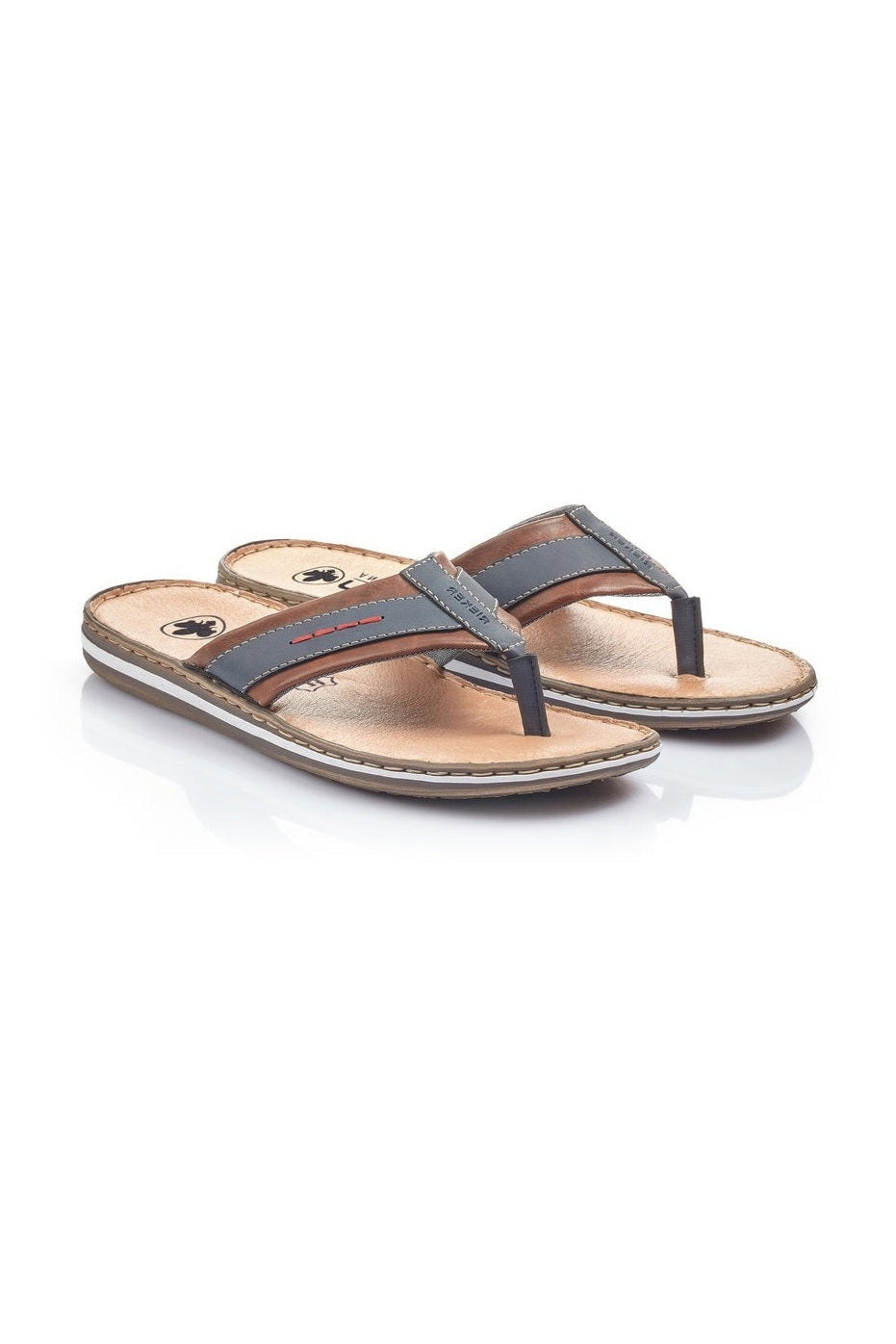 Rieker M Sandal m Tåsplit Blå Brun