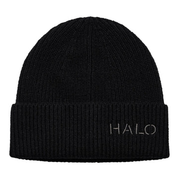 Halo Wool Rib Beanie Black
