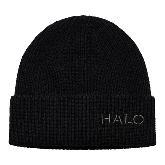 Halo Wool Rib Beanie Black