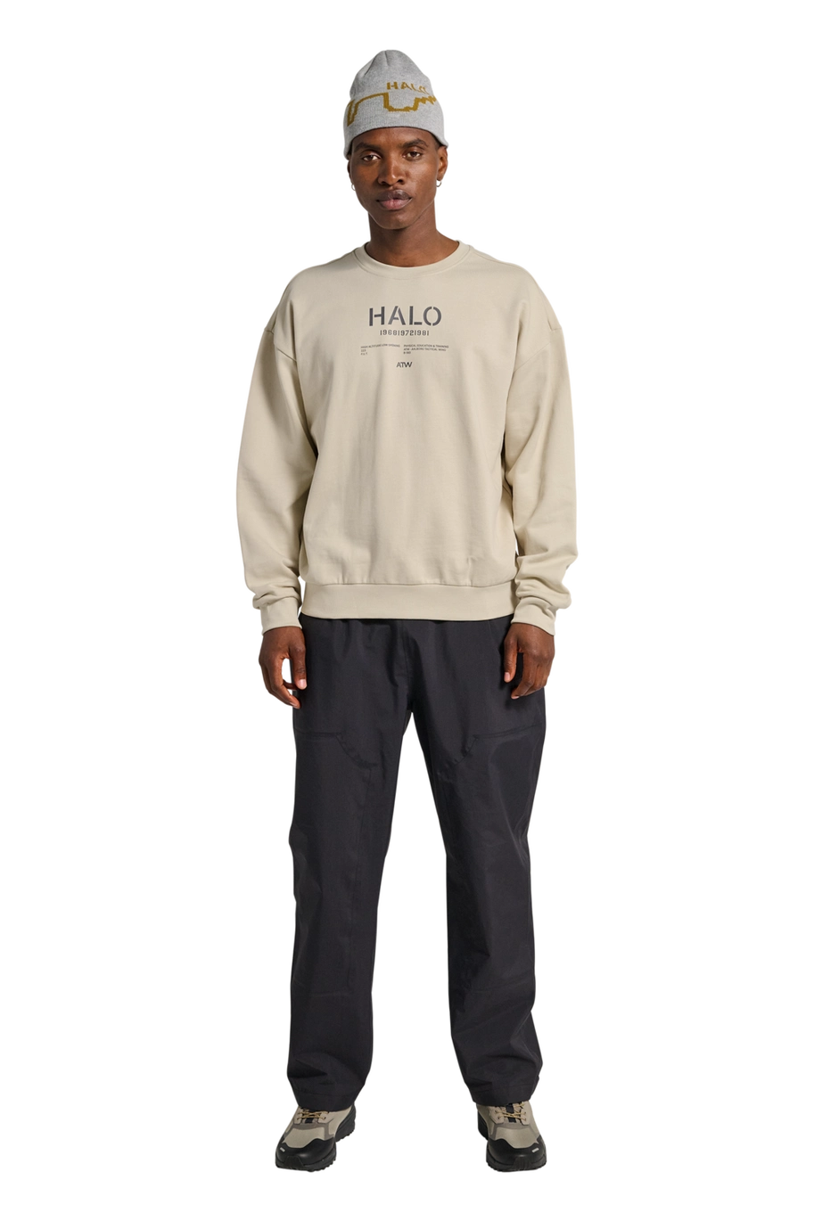 Halo Graphic Boxy Crew Oyster Gray