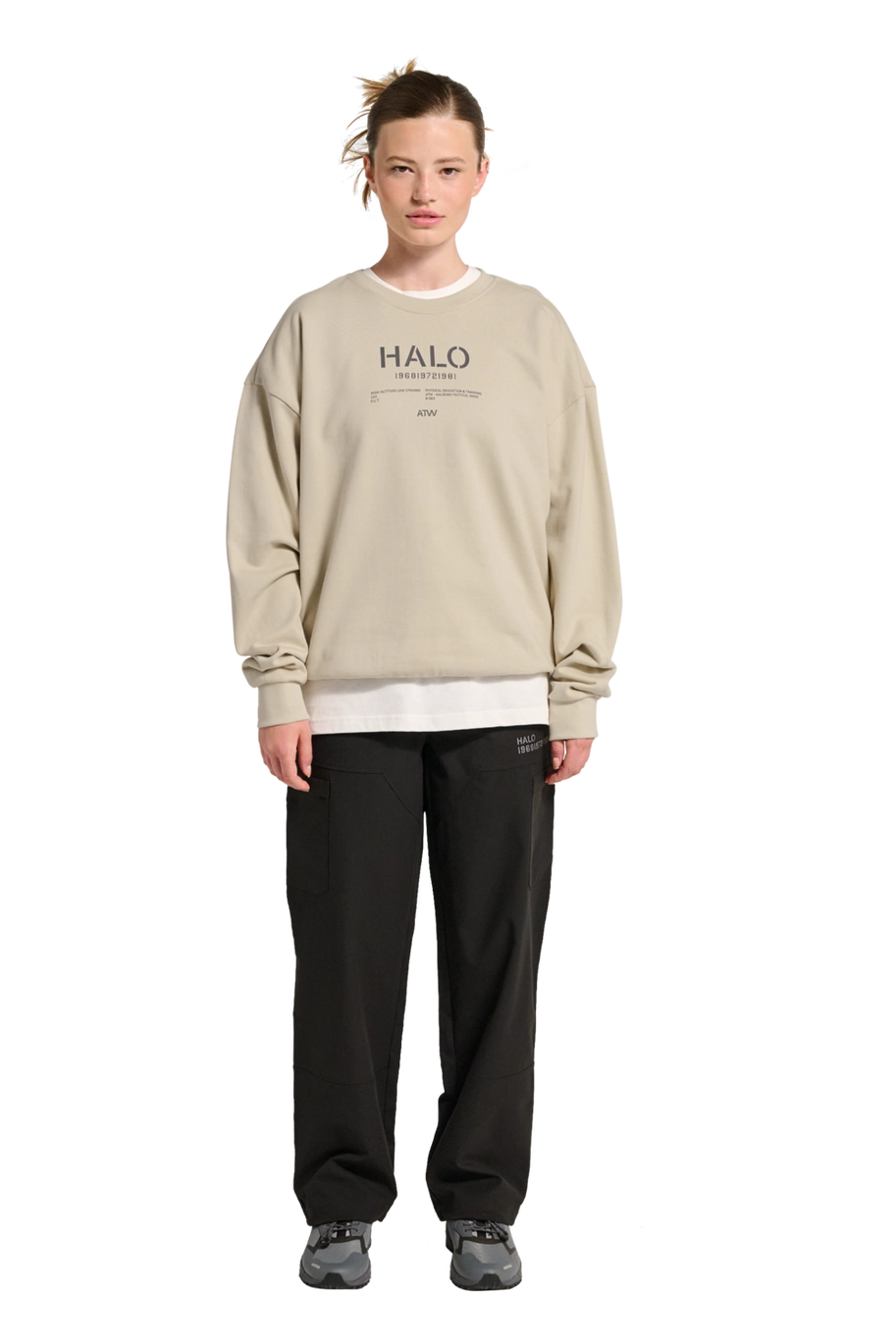 Halo Graphic Boxy Crew Oyster Gray