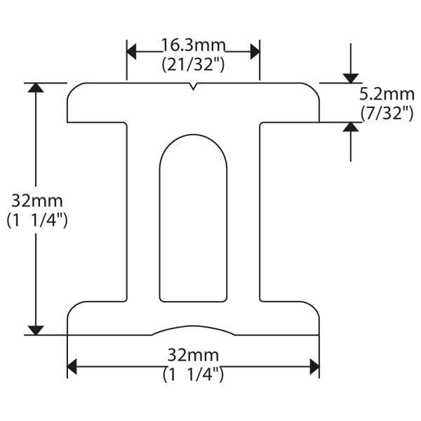Ronstan I-skinne 32mm,