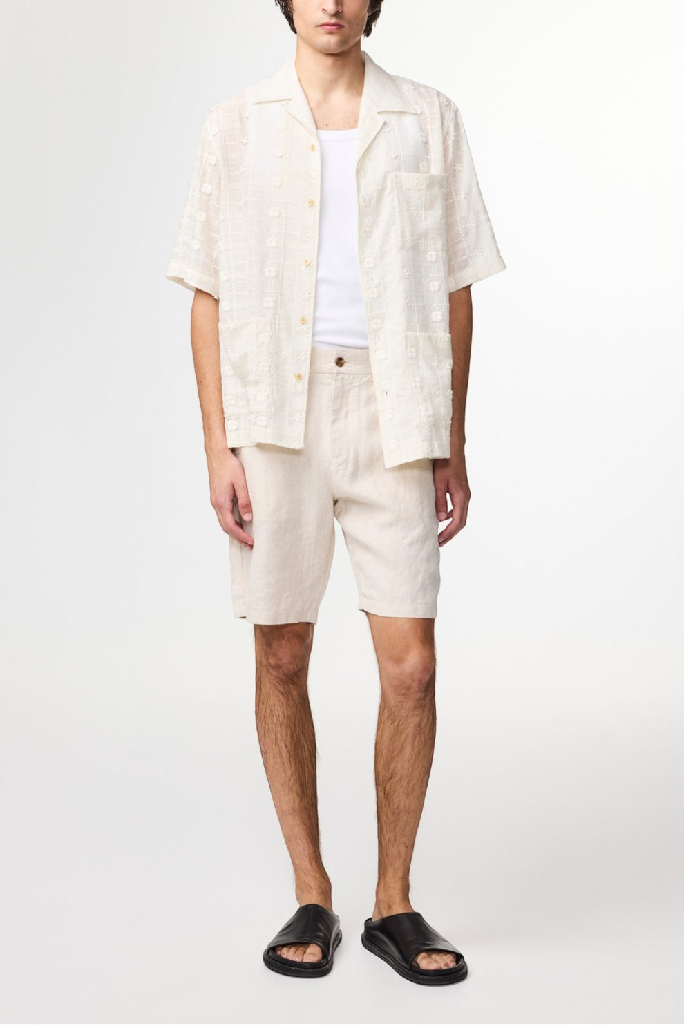 NN07 M Crown Hør Shorts 1454 Oat