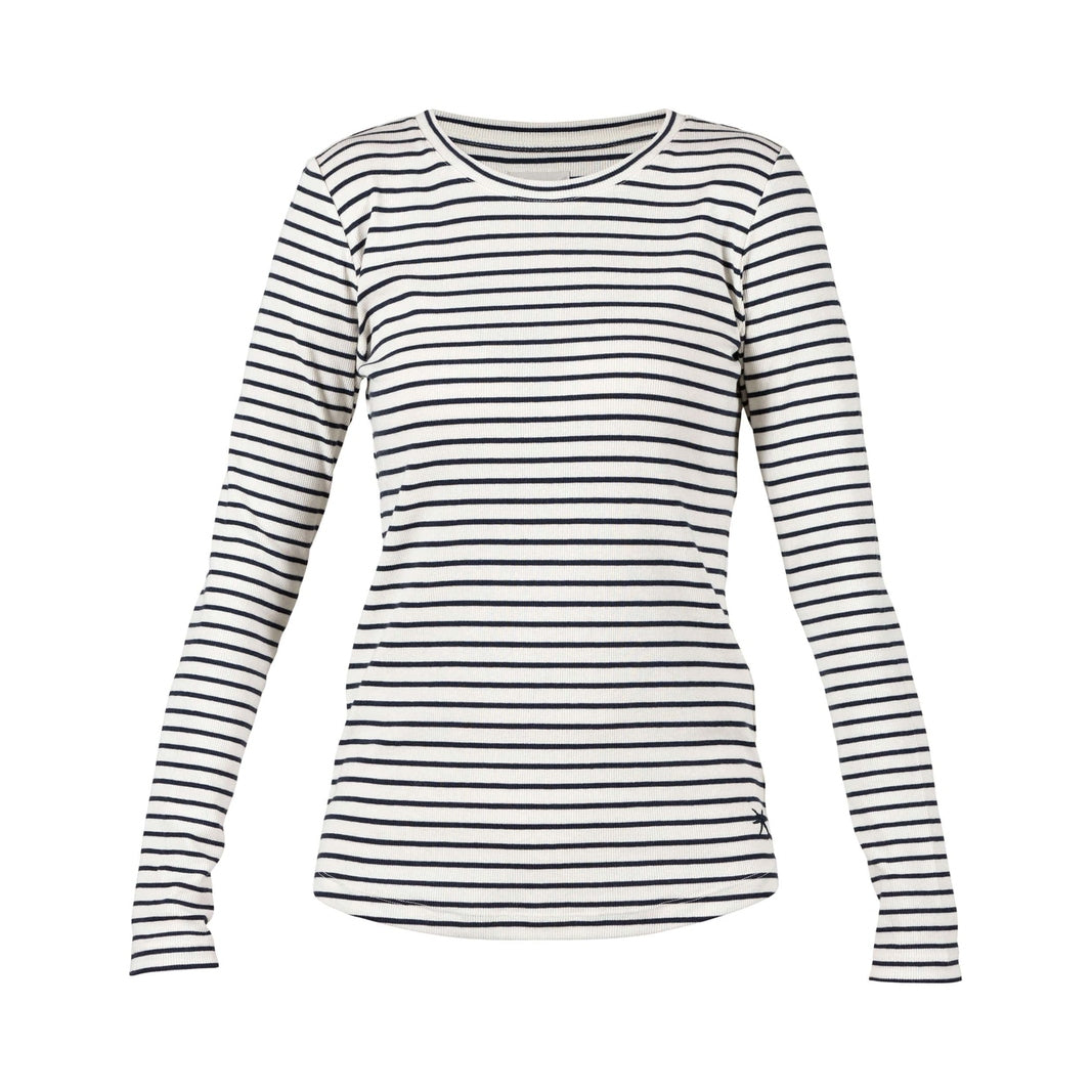 Blue Sportswear Ditte Striped Rib Tee Ecru W/New Navy
