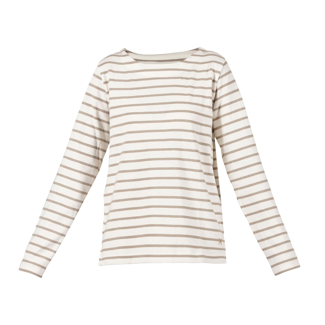 Blue Sportswear Donna Striped Blouse Ecru W/Khaki