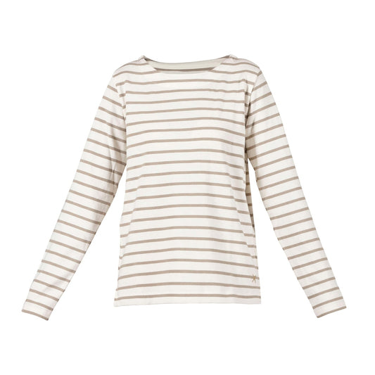 Blue Sportswear Donna Striped Blouse Ecru W/Khaki