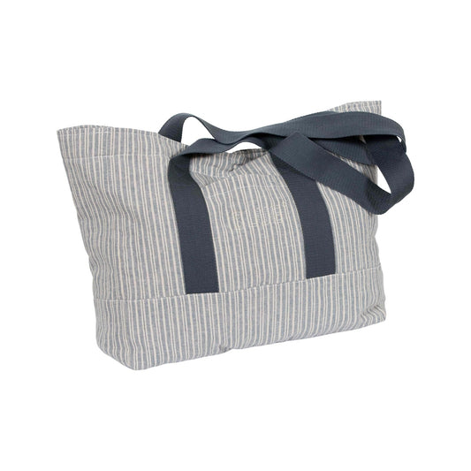 Blue Sportswear Erika Striped Linen Bag Iron Blue W/Chalk
